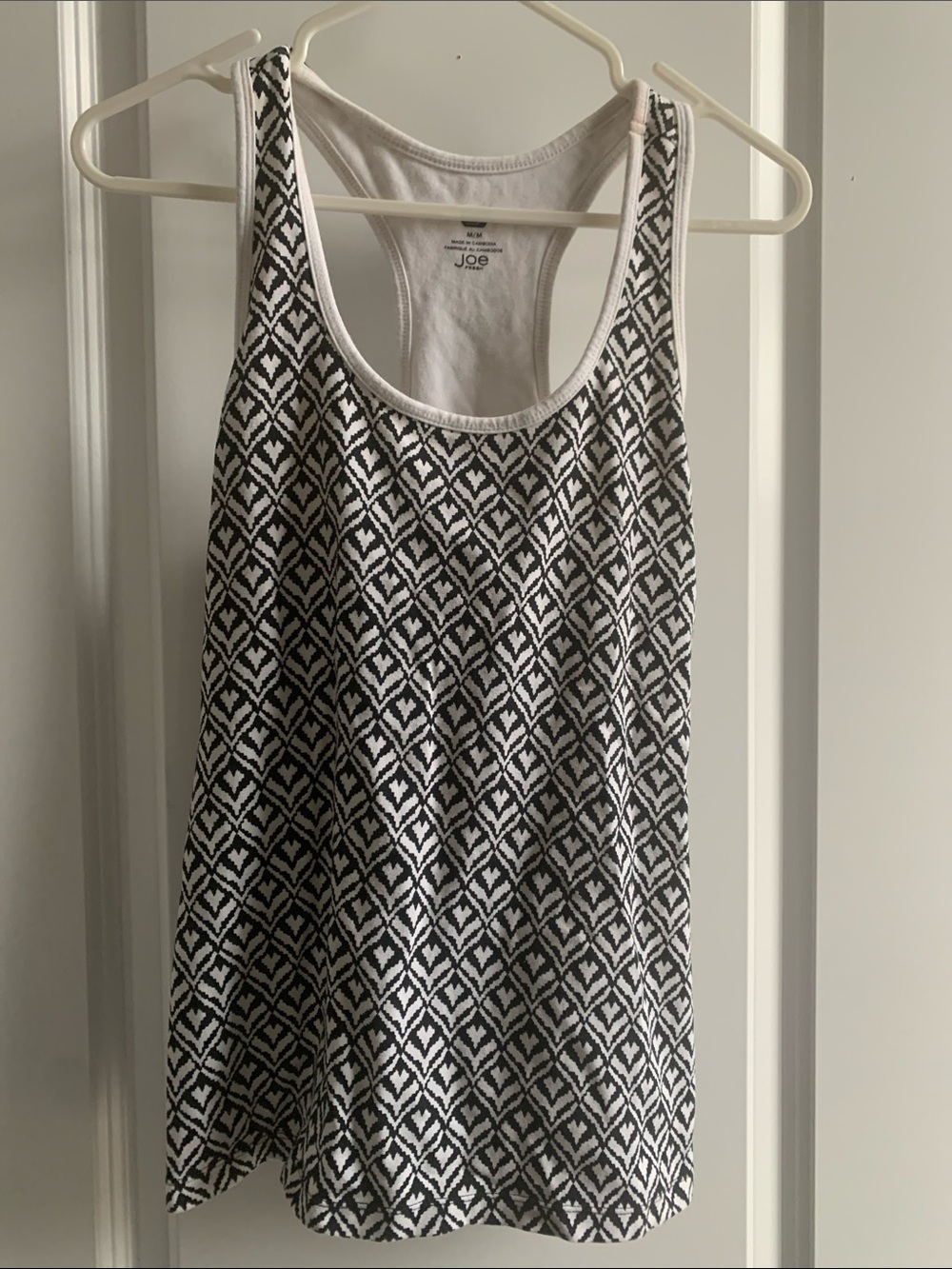 Joe Fresh Black and White Geometric Racerback Tank